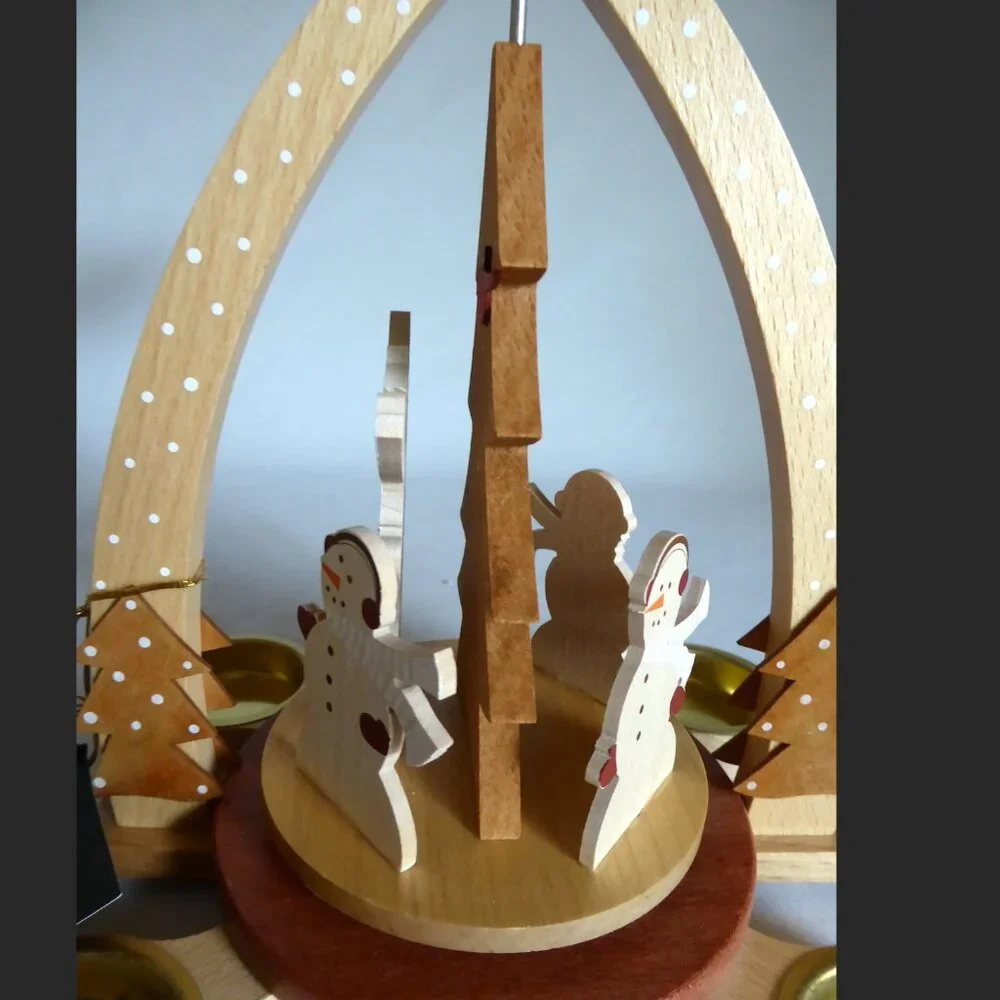 NEW 11” ERZGEBIRGISCHE VOLKSKUNST RICHARD GLASSER WOOD CHRISTMAS PYRAMID SNOWMAN - Picture 9 of 14